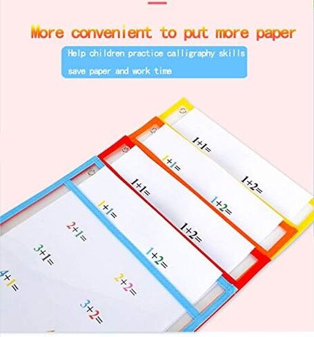 6 جيوب للمسح الجاف - أكمام للمسح الجاف كبيرة الحجم 10 × 13 بوصة - مستلزمات المعلم - للفصل الدراسي - قابلة لإعادة الاستخدام - جيوب للمسح الجاف - أكمام بألوان متنوعة 1 in Kuwait