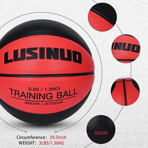 MKOBAT 29.5" Weighted Training Basketball Indoor Outdoor Heavy Weight Training Basketball for Improving Ball Handling Shooting Passing and Dribbling Drills |3lbs, Size 7 Heavy Basketball in Saudi Arabia