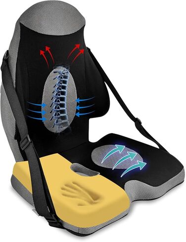 وسادة مقعد من إسفنج الذاكرة ووسادة دعم قطنية، وسادة مريحة من قطعة واحدة لتصحيح الوضع الجيد وعظم الذنب، آلام أسفل الظهر، تخفيف عرق النسا لكرسي المكتب ومقعد السيارة والسفر على كرسي متحرك in Kuwait