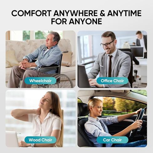 وسادة مقعد من إسفنج الذاكرة ووسادة دعم قطنية، وسادة مريحة من قطعة واحدة لتصحيح الوضع الجيد وعظم الذنب، آلام أسفل الظهر، تخفيف عرق النسا لكرسي المكتب ومقعد السيارة والسفر على كرسي متحرك in Kuwait