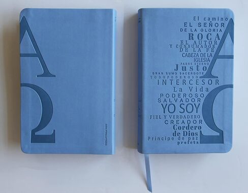 Biblia RVR 1960 letra grande tamaño manual, simil piel azul celeste con nombres de Dios / Spanish Bible RVR 1960 Handy Size Large Print Leathersoft Soft Blue in Saudi Arabia