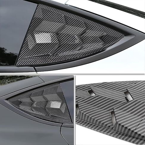 غطاء فتحة النافذة الجانبية الخلفية من KARTONMOTOR متوافق مع طراز Tesla 3 Y، الديكور الخارجي لملحقات Tesla Model 3 Y، نمط رائع لطراز Tesla 3 Y (نموذج 3 نمط ألياف الكربون الخفيفة) in Kuwait