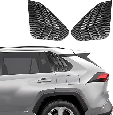 لـ RAV4 2019 2020 2021 2022 2023 إكسسوارات خارجية رياضية نافذة جانبية للسيارة فتحات تهوية مغرفة غطاء ظلال ستائر ستائر قطعتين (أسود لامع) in Kuwait