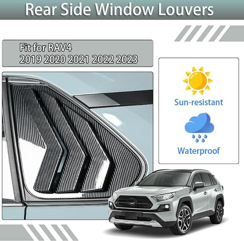 لـ RAV4 2019 2020 2021 2022 2023 إكسسوارات خارجية رياضية نافذة جانبية للسيارة فتحات تهوية مغرفة غطاء ظلال ستائر ستائر قطعتين (أسود لامع) in Kuwait