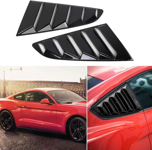 فتحات نافذة JeCar ربع لغطاء موستانج للزجاج الأمامي للشمس، فتحة تهوية GT Lambo Style متوافقة مع Ford Mustang 2015 2016 2017 2018 2019 2020 2021 2022 (أسود) in Kuwait