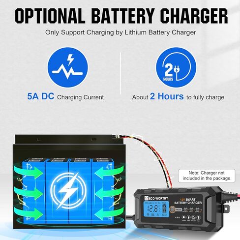 ECO-WORTHY 12V 10Ah Lithium LiFePO4 Deep Cycle Battery with 3000+ Cycles, Built-in BMS, Perfect for Kids Scooters, Fishfinder, Lighting, Power Wheels, Lawn Mower, Cyberpower UPS in Saudi Arabia
