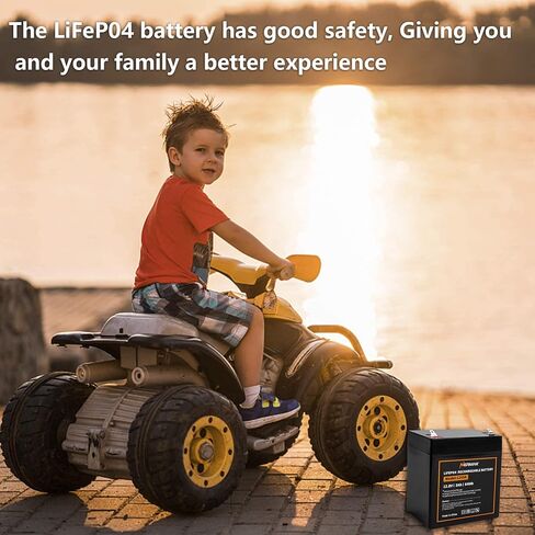 NERMAK 12V 5Ah Lithium LiFePO4 Deep Cycle Battery, 2000+ Cycles Lithium Iron Phosphate Rechargeable Battery for Power Wheels, Fish Finder and More, Built-in 6A BMS in Saudi Arabia