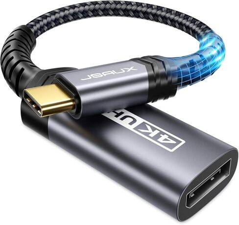محول JSAUX USB C إلى DisplayPort 4K@60 هرتز، محول كابل من النوع C إلى منفذ العرض متوافق مع iPhone 15 Pro Max، MacBook Pro 2019 2018، Surface Book، Dell XPS، Samsung Galaxy S24 S23 Note 20-رمادي in Kuwait