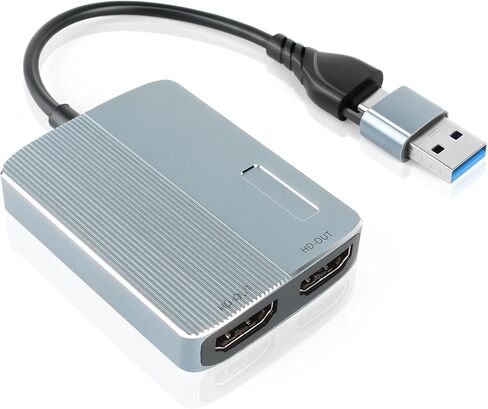 محول Weton USB 3.0 أو USB C إلى HDMI للشاشات المزدوجة، رسومات فيديو عالمية مزدوجة 1080p@60 هرتز USB إلى موسع مقسم Hdmi متوافق مع نظام التشغيل Mac OS وWindows in Kuwait