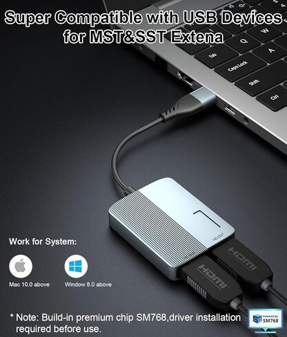 محول Weton USB 3.0 أو USB C إلى HDMI للشاشات المزدوجة، رسومات فيديو عالمية مزدوجة 1080p@60 هرتز USB إلى موسع مقسم Hdmi متوافق مع نظام التشغيل Mac OS وWindows in Kuwait