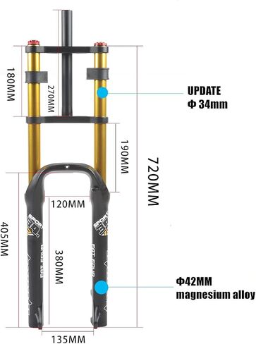 Syvrac Bike Suspension Fork 26" for Mountain Bike DH Air Double Shoulder Downhill Rappelling Shock Absorber Straight Tube Ultralight Bicycle Shock Absorber Rebound Adjust in Saudi Arabia
