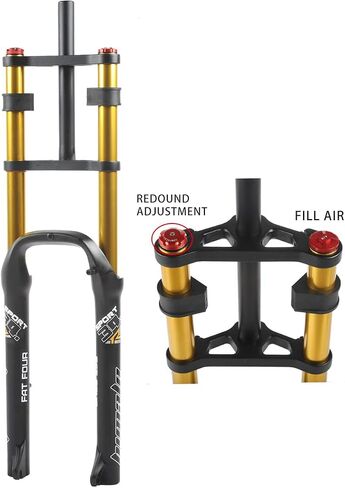 Syvrac Bike Suspension Fork 26" for Mountain Bike DH Air Double Shoulder Downhill Rappelling Shock Absorber Straight Tube Ultralight Bicycle Shock Absorber Rebound Adjust in Saudi Arabia