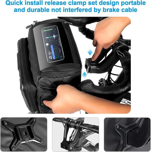 حقيبة مقود الدراجة WILD MAN - حقيبة تخزين أمامية لسلة الدراجة وحقيبة يد كتف بشاشة تعمل باللمس مع حزام كتف قابل للفصل (أسود) in Kuwait