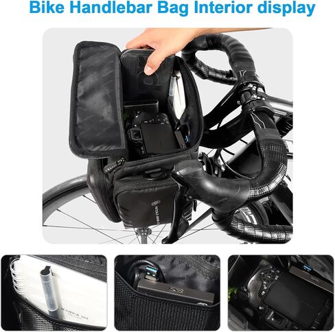 حقيبة مقود الدراجة WILD MAN - حقيبة تخزين أمامية لسلة الدراجة وحقيبة يد كتف بشاشة تعمل باللمس مع حزام كتف قابل للفصل (أسود) in Kuwait