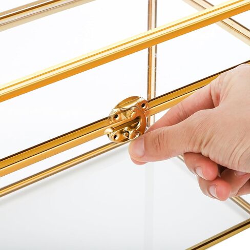 Okllen Glass Wedding Card Box with Lock and Slot, Gold Rim Envelop Box Gift Holder, Vintage Clear Card Box for Wedding Reception, Baby Shower, Birthday, Graduation (Glass Box and Lock Only) in Kuwait