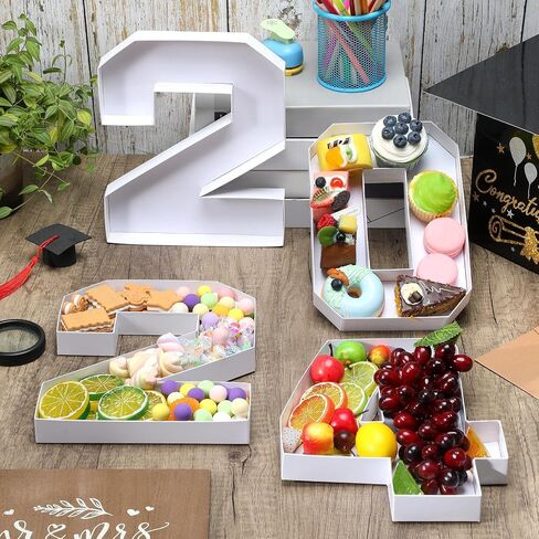 4 Pcs 2024 Charcuterie Numbers Fillable Graduation Cardboard Number Box for Charcuterie Fillable Food Tray Grad Party Favors Candy Cupcake Box for High School College Party Supplies in Saudi Arabia