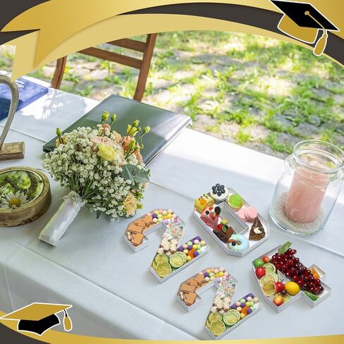 4 Pcs 2024 Charcuterie Numbers Fillable Graduation Cardboard Number Box for Charcuterie Fillable Food Tray Grad Party Favors Candy Cupcake Box for High School College Party Supplies in Saudi Arabia