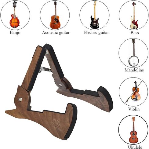 Guitar Stand, Black Walnut Wood Acoustic Guitar Stand, Electric Guitar Stand, Bass Banjo Guitar Stand, Portable Universal Guitar Stand, Guitar Accessories(Black Walnut Wood) in Saudi Arabia