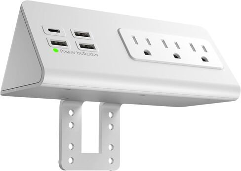 Nightstand Edge Mount Power Strip with USB-C Ports Tabletop Surge Protector Desk Clamp Power Sockets with 3 AC Outlets &4 Fast Charging USB Ports for Home Office Hotel and Dormitory in Saudi Arabia