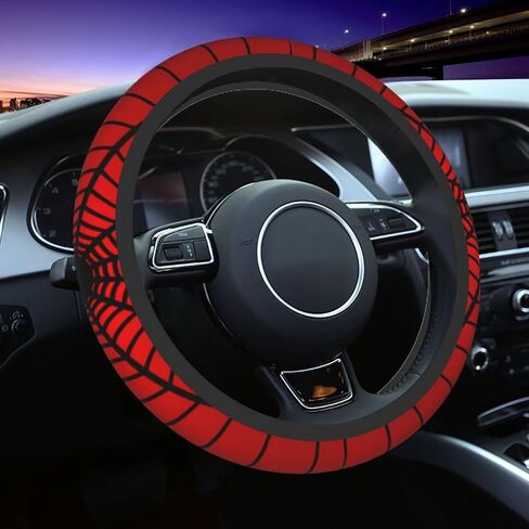 Red Spider Web Steering Wheel Cover Universal 15 Inch Cute Car Accessories Protector for Women Men in Saudi Arabia