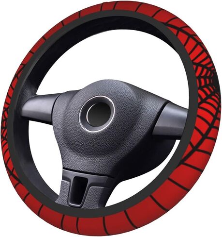 Red Spider Web Steering Wheel Cover Universal 15 Inch Cute Car Accessories Protector for Women Men in Saudi Arabia