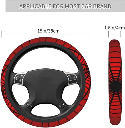 Red Spider Web Steering Wheel Cover Universal 15 Inch Cute Car Accessories Protector for Women Men in Saudi Arabia