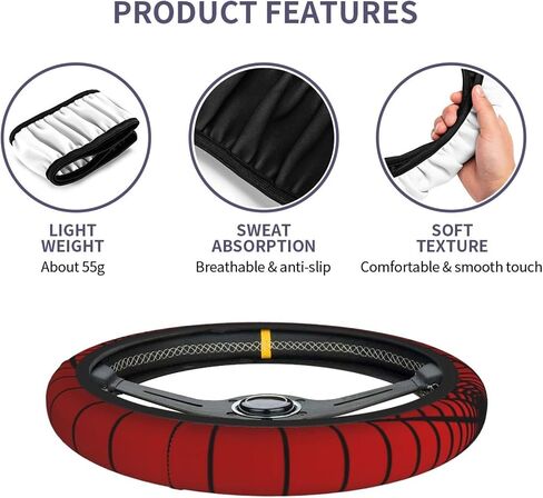 Red Spider Web Steering Wheel Cover Universal 15 Inch Cute Car Accessories Protector for Women Men in Saudi Arabia