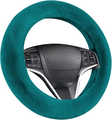 Andalus Brands Australian Sheepskin Steering Wheel Cover, Anti-Slip Universal 15 Inch Fuzzy Steering Wheel Cover Offers a Plush Velvet-Like Touch, Eco-Friendly Fluffy Steering Wheel Cover (Black) in Kuwait