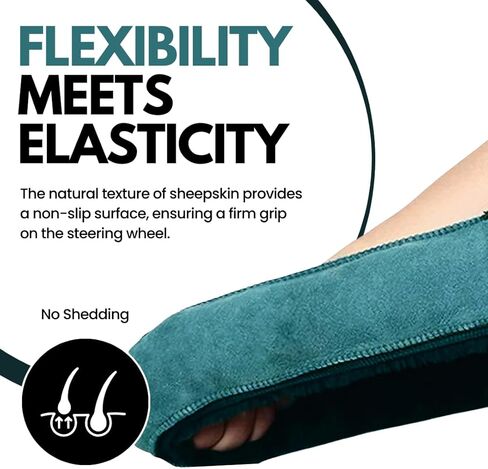 Andalus Brands Australian Sheepskin Steering Wheel Cover, Anti-Slip Universal 15 Inch Fuzzy Steering Wheel Cover Offers a Plush Velvet-Like Touch, Eco-Friendly Fluffy Steering Wheel Cover (Black) in Kuwait