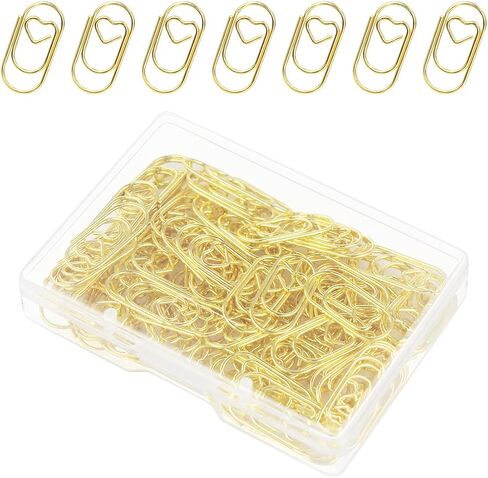 100 Pcs Love Heart Shaped Paper Clips, 0.78inch Cute Mini Paperclips for Office School Home Desk Organizers (Gold) in Kuwait