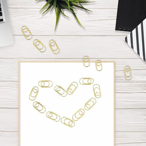 100 Pcs Love Heart Shaped Paper Clips, 0.78inch Cute Mini Paperclips for Office School Home Desk Organizers (Gold) in Kuwait