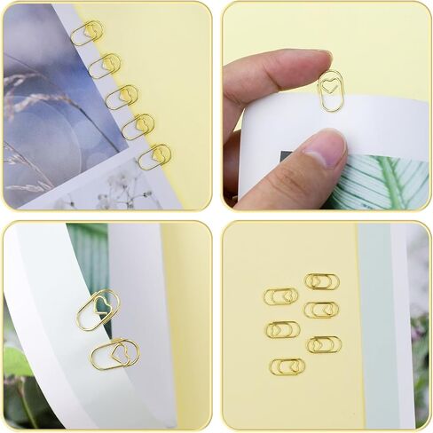 100 Pcs Love Heart Shaped Paper Clips, 0.78inch Cute Mini Paperclips for Office School Home Desk Organizers (Gold) in Kuwait