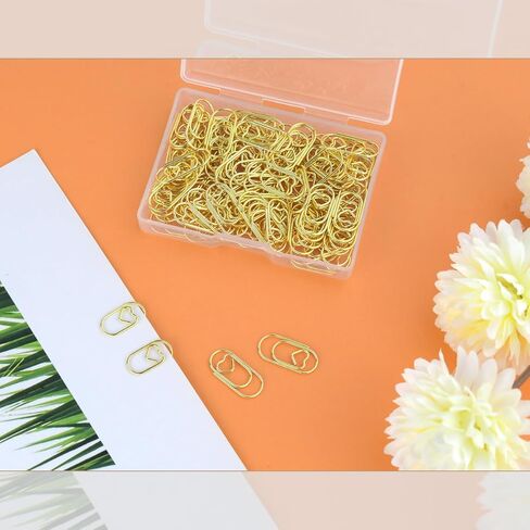 100 Pcs Love Heart Shaped Paper Clips, 0.78inch Cute Mini Paperclips for Office School Home Desk Organizers (Gold) in Kuwait
