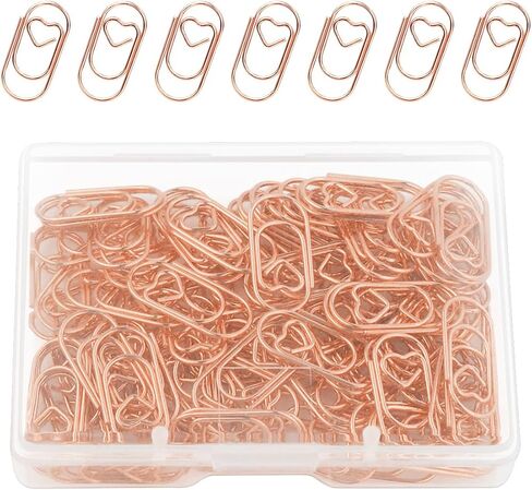 100 Pcs Love Heart Shaped Paper Clips, 0.78inch Cute Mini Paperclips for Office School Home Desk Organizers (Gold) in Kuwait