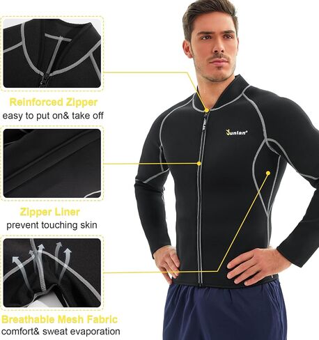 Men Sweat Neoprene Weight Loss Sauna Suit Workout Shirt Body Shaper Fitness Jacket Gym Top Clothes Shapewear Long Sleeve in Saudi Arabia