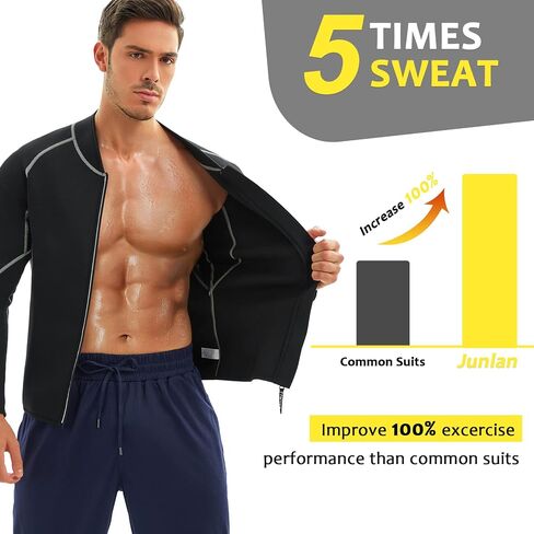 Men Sweat Neoprene Weight Loss Sauna Suit Workout Shirt Body Shaper Fitness Jacket Gym Top Clothes Shapewear Long Sleeve in Saudi Arabia