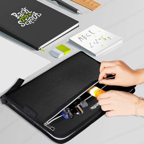 Tamfile Fireproof Waterproof Safe Expanding File Folder Accordion Document Organizer with 24 Pockets Portable Money File Bag Filing Holder and Color Lables/3Zippers A4 Letter Size (Black,14.3"9.8") in Saudi Arabia