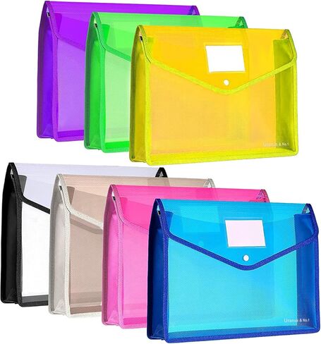 7 قطع من مجلد الملفات البلاستيكية، مظروف بولي شفاف، محفظة ملفات قابلة للتوسيع، منظم المستندات، مع إغلاق سريع وجيب، حقيبة ملفات مقاومة للماء لمكتب المدرسة in Kuwait