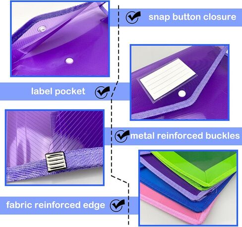 7 قطع من مجلد الملفات البلاستيكية، مظروف بولي شفاف، محفظة ملفات قابلة للتوسيع، منظم المستندات، مع إغلاق سريع وجيب، حقيبة ملفات مقاومة للماء لمكتب المدرسة in Kuwait