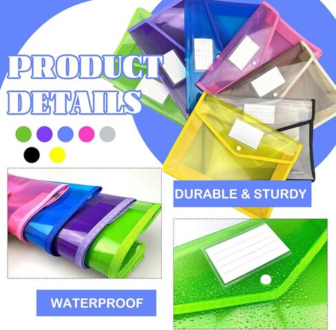 7 قطع من مجلد الملفات البلاستيكية، مظروف بولي شفاف، محفظة ملفات قابلة للتوسيع، منظم المستندات، مع إغلاق سريع وجيب، حقيبة ملفات مقاومة للماء لمكتب المدرسة in Kuwait