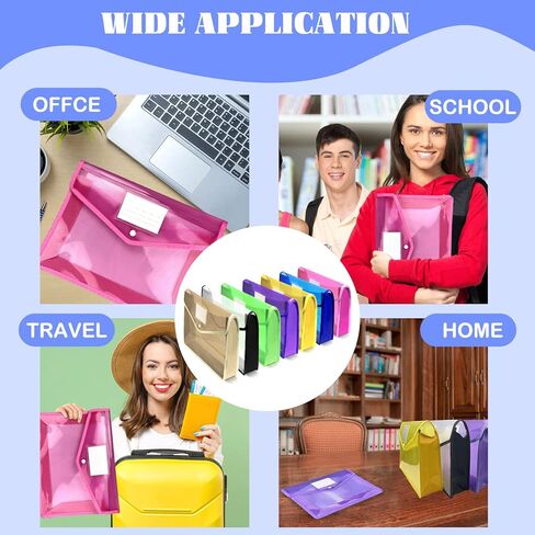 7 قطع من مجلد الملفات البلاستيكية، مظروف بولي شفاف، محفظة ملفات قابلة للتوسيع، منظم المستندات، مع إغلاق سريع وجيب، حقيبة ملفات مقاومة للماء لمكتب المدرسة in Kuwait