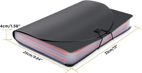 24 Pocket Expanding File Folder with Cover, Rubber Band Large Plastic Rainbow Expandable File Organizer Self Standing Accordion A4 Document Folder Wallet Briefcase Business Filing Box in Saudi Arabia