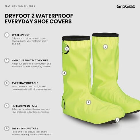 GripGrab DryFoot 2nd Edition Bike Rain Overshoes Waterproof Shoe Covers for Everyday Cycling Long Gaiter in Kuwait