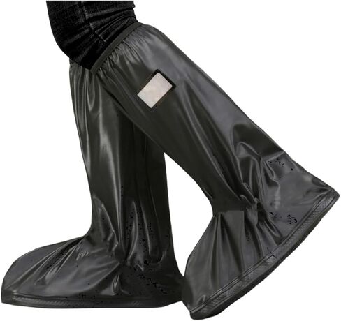 غطاء حذاء مقاوم للماء للمطر، غطاء أحذية غير قابل للانزلاق، قابل للطي، قابل لإعادة الاستخدام، نعل الثلج PVC، الكالوشات للنساء 7.5-8.5 للرجال 6.5-7 ركوب الدراجات والتخييم والصيد والسفر أسود، مقاس XL in Kuwait