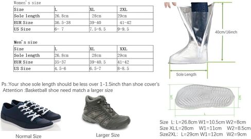 غطاء حذاء مقاوم للماء للمطر، غطاء أحذية غير قابل للانزلاق، قابل للطي، قابل لإعادة الاستخدام، نعل الثلج PVC، الكالوشات للنساء 7.5-8.5 للرجال 6.5-7 ركوب الدراجات والتخييم والصيد والسفر أسود، مقاس XL in Kuwait
