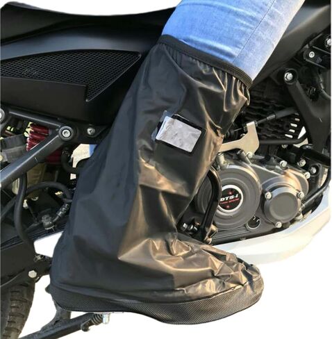 غطاء حذاء مقاوم للماء للمطر، غطاء أحذية غير قابل للانزلاق، قابل للطي، قابل لإعادة الاستخدام، نعل الثلج PVC، الكالوشات للنساء 7.5-8.5 للرجال 6.5-7 ركوب الدراجات والتخييم والصيد والسفر أسود، مقاس XL in Kuwait