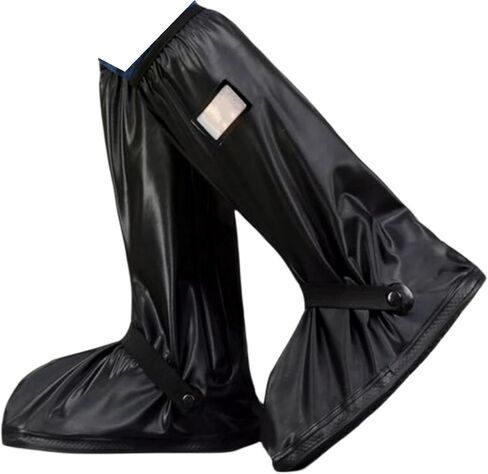 غطاء حذاء مقاوم للماء للمطر، غطاء أحذية غير قابل للانزلاق، قابل للطي، قابل لإعادة الاستخدام، نعل الثلج PVC، الكالوشات للنساء 7.5-8.5 للرجال 6.5-7 ركوب الدراجات والتخييم والصيد والسفر أسود، مقاس XL in Kuwait