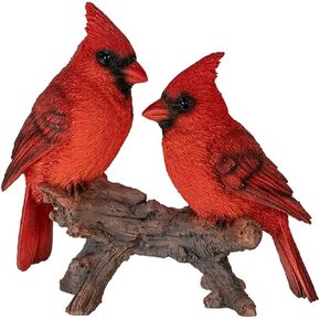 Pacific Giftware Sitting Cardinals on Stump Figurine, 6.5-inch Length, Tabletop Decoration