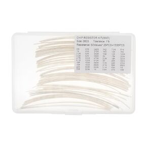 60 Values x 25 Pieces, Total 1500 Pieces,1206 1% SMD Surface Mount Thick Film Chip Resistor Kit