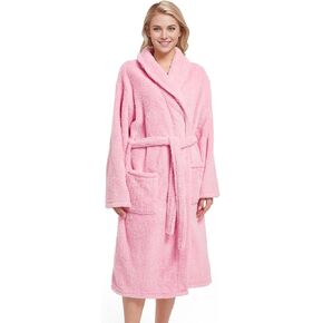Inner Wish Womens Plush Fleece Robe, Cozy Warm Bathrobe Fuzzy Female Spa Robe With Pockets